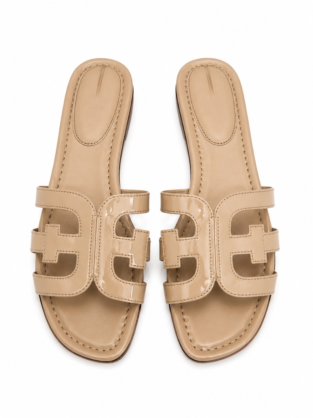 Sam Edelman Bay Nude Patent Slide Sandals 10M